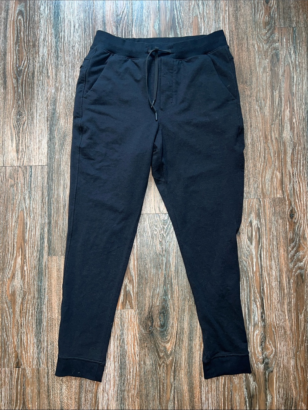 Birddogs Large Men's Black Tapered Cuffed Sweatpants with Drawstring